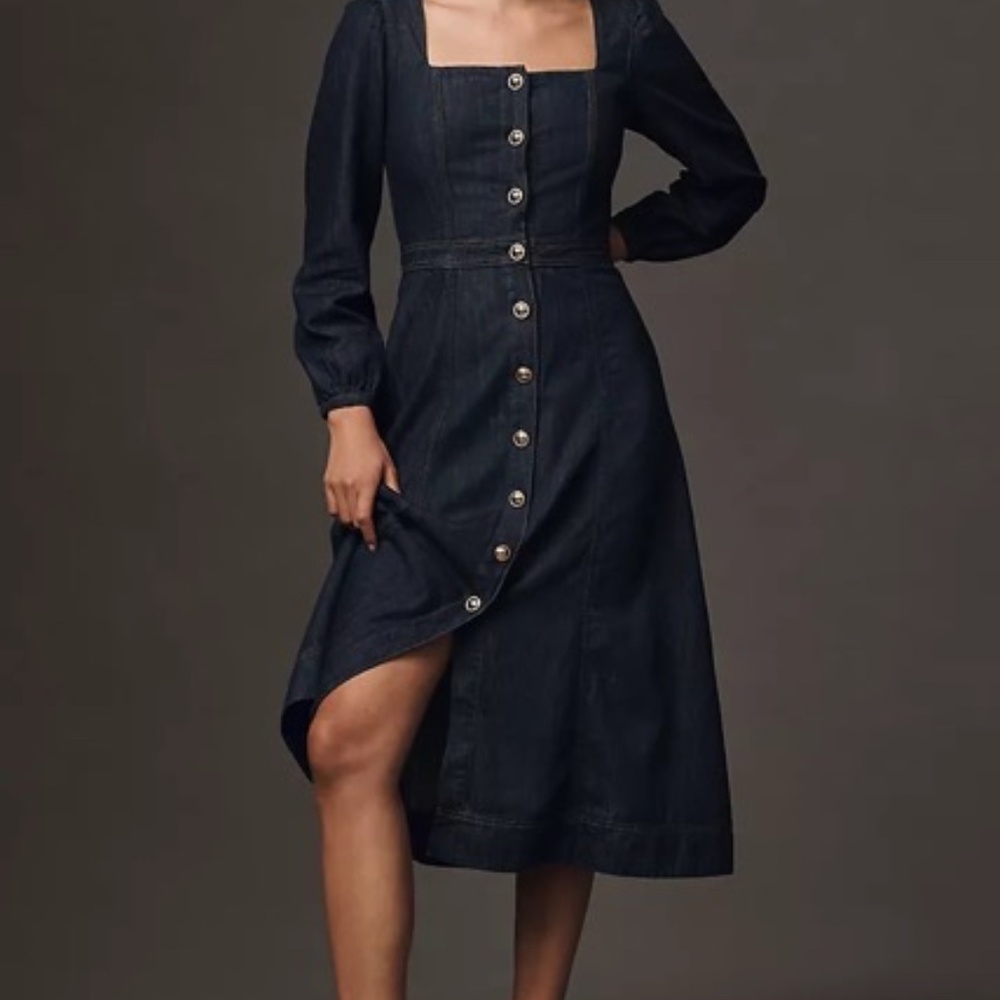 REFORMATION Celeste Denim Midi Dress In Liffey - Size 10 Like New